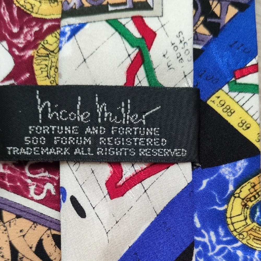 Vtg 90s Nicole Miller Fortune 500 Business Silk Neck‎ Tie Stock Market Financial